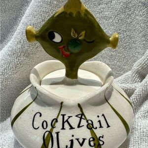 Pixieware - Ceramic Olive Jar with Green Accents